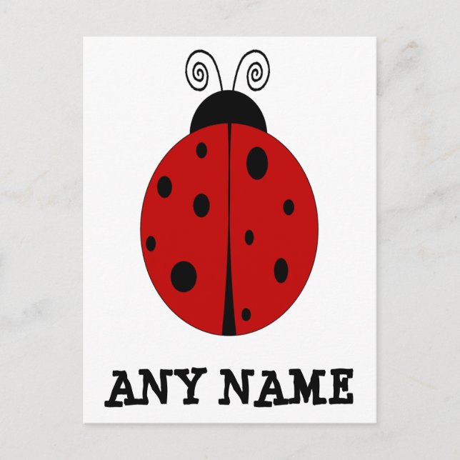 LADYBUG design customised POSTCARD with ANY NAME (Front)