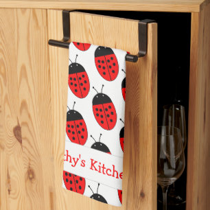 Ladybug Design Personalised Tea Towel