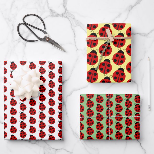Ladybug Design Wrapping Paper Sheet (Front)