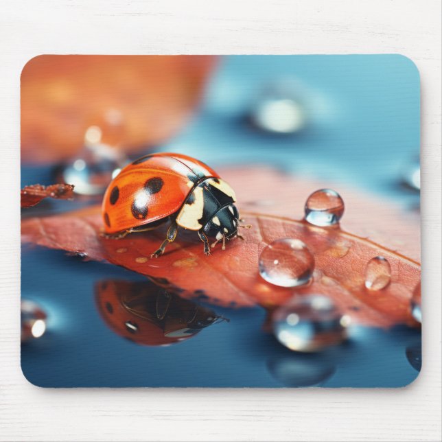 Ladybug Dewdrop Nature Serene Tranquil  Mouse Mat (Front)