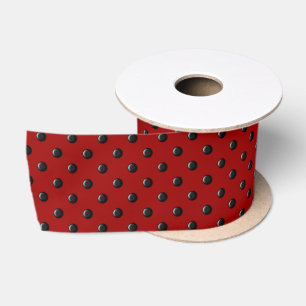 Ladybug-Dots-Red-and-Black- Satin Ribbon