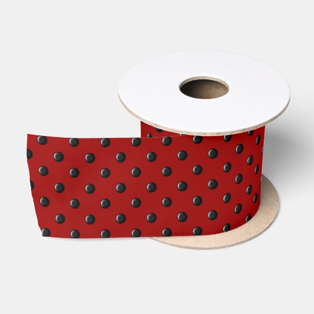 Ladybug-Dots-Red-and-Black- Satin Ribbon (Spool)