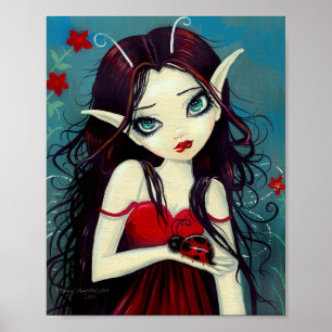 Ladybug Fairy Big Eye Art Poster Print