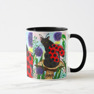 Ladybug Fairy Cat Fantasy Art Mug
