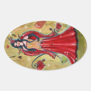Ladybug Fairy Heart valentine fairy by Renee   Oval Sticker