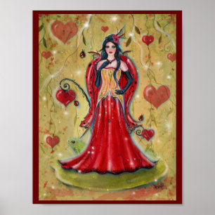 Ladybug Fairy Heart valentine fairy by Renee  Poster