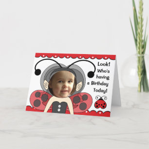 Ladybug Fairy Princess Girls PHOTO Birthday Card