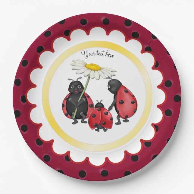 Ladybug Family Stroll Paper Plate (Front)