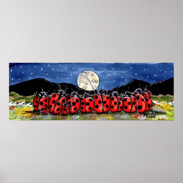 Ladybug Family Watch Moon Stars Night Navy Poster (Front)