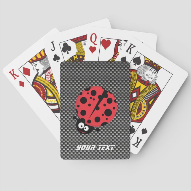 Ladybug; Faux Carbon Fiber Playing Cards (Back)