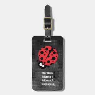 Ladybug; Faux Carbon Fibre Luggage Tag