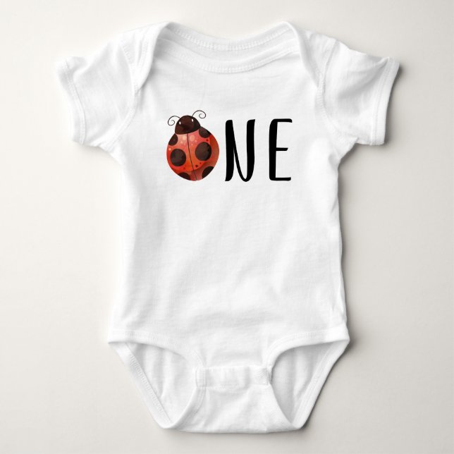 Ladybug First Birthday Baby Shirt - One Year Old (Front)