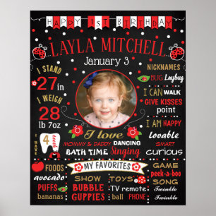 Ladybug First Birthday chalkboard sign