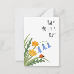 Ladybug Floral Buttercup Bluebells Mother's Day Card