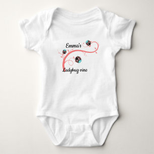 Ladybug  floral cute pink vine baby bodysuit