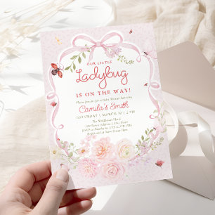 Ladybug Floral Girl Baby Shower Invitation