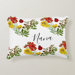 Ladybug Floral Personalised Grandmother Nana  Decorative Cushion