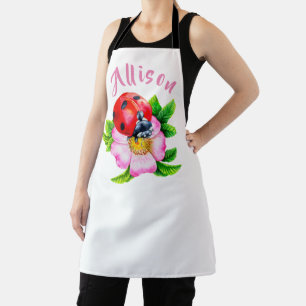 Ladybug Floral Women's Name Apron