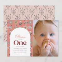 Ladybug & Flower Arch Pink 1st Birthday Photo