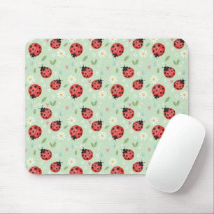 Ladybug Flower Pattern Mouse Mat