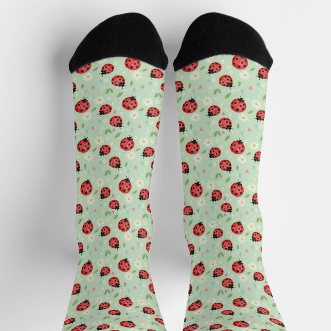 Ladybug Flower Pattern Socks (Top)
