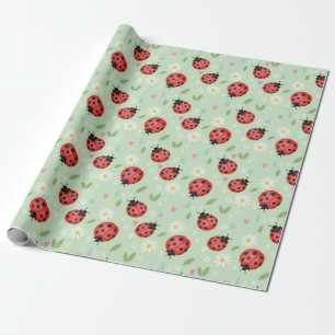 Ladybug Flower Pattern Wrapping Paper