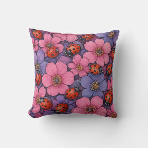 Ladybug Flowers Cushion