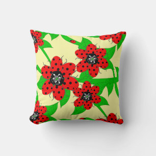 Ladybug Flowers Cushion
