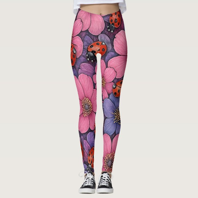 Ladybug Flowers Leggings (Front)