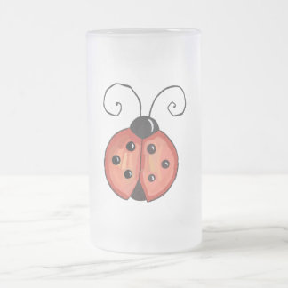 Ladybug Frosted Glass Beer Mug