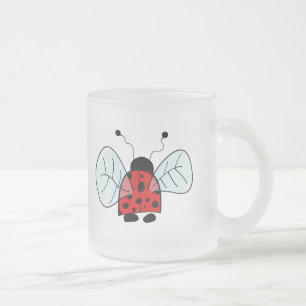 Ladybug Frosted Glass Coffee Mug