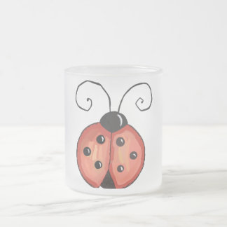 Ladybug Frosted Glass Coffee Mug