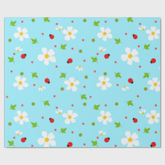 Ladybug Garden Floral Seamless Pattern Wrapping Paper