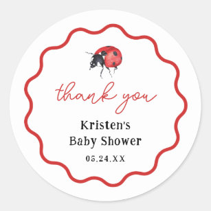 Ladybug Girl Baby Shower Thank You Favours Classic Round Sticker