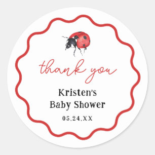 Ladybug Girl Baby Shower Thank You Favours Classic Round Sticker