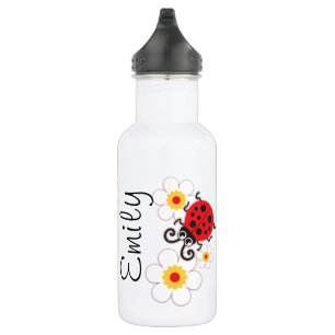 Ladybug girls name red yellow drinks bottle