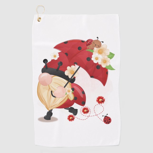 Ladybug Gnome of Love   Golf Towel (Front)