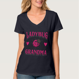 Ladybug Grandma Pink Garden Insects T-Shirt