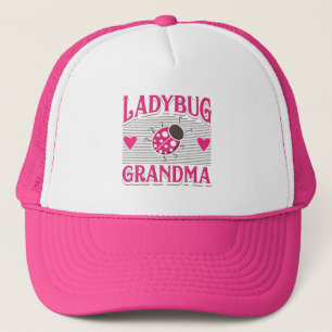 Ladybug Grandma Pink White Grandmother Birthday Trucker Hat