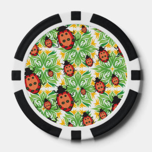 ladybug green background poker chips