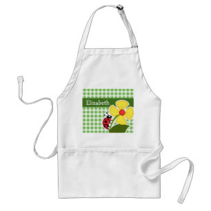 Ladybug; Green Chequered; Gingham Standard Apron