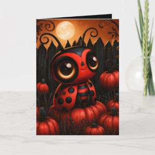Ladybug Halloween Illustration Card