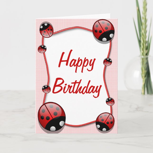 Ladybug Happy Birthday Card (Front)