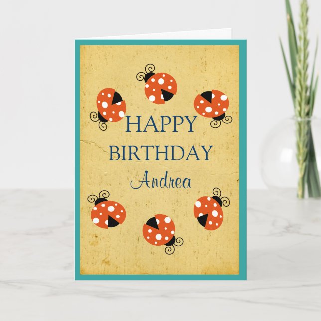 Ladybug Happy Birthday Card (Front)