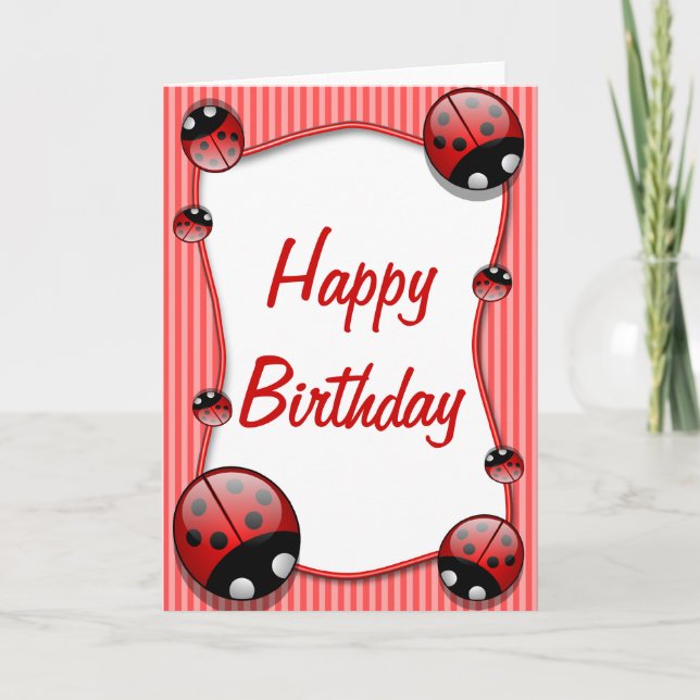 Ladybug Happy Birthday Card (Front)