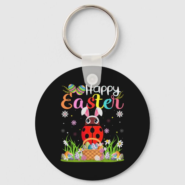 Ladybug Happy Easter Egg Hunt Bunny Ear Ladybug Ea Key Ring (Front)