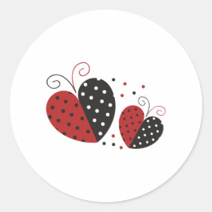 Ladybug Heart cute Classic Round Sticker