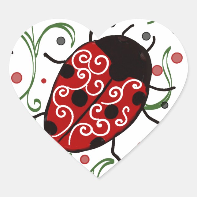 Ladybug Heart Sticker (Front)