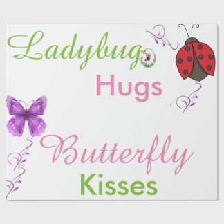 Ladybug Hugs Butterfly Kisses gift wrap paper