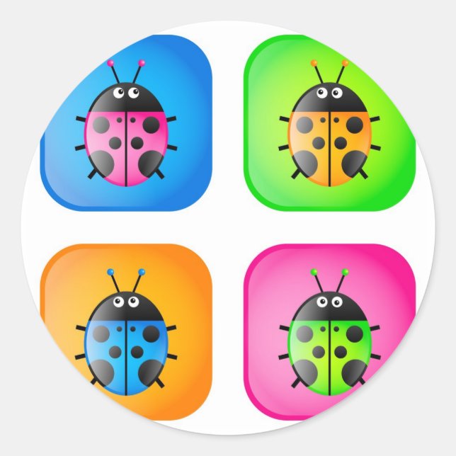Ladybug Icons Classic Round Sticker (Front)